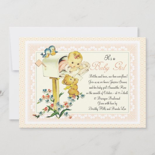  Baby Girl in Baby shower Mail Box Kaart (Voorkant)