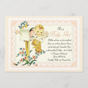  Baby Girl in Baby shower Mail Box Kaart