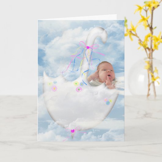 Baby Girl in Clouds Kaart (Gele Bloem)