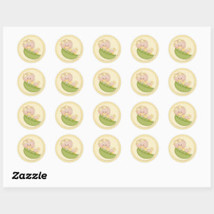 Baby Girl in een Pod Lemon Gingham Ronde Sticker