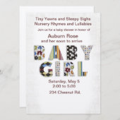 Baby Girl Invitation Kaart (Voorkant / Achterkant)