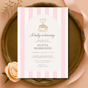 Baby Girl is Brewing Coffee Roze Babyshower Kaart