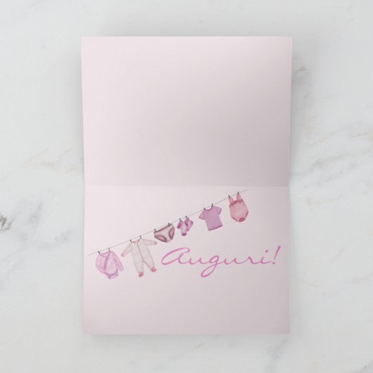 Baby Girl Italiaanse felicitaties Kaart (Binnen)