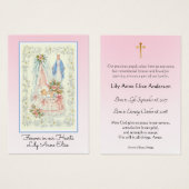 Baby Girl-katholieke begrafenis Memorial Heilige K Visitekaartje (Voorkant /achterkant)