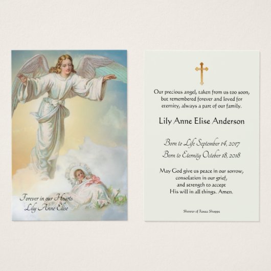 Baby Girl-katholieke begrafenis Memorial Heilige K Visitekaartje (Voorkant /achterkant)