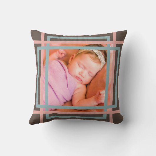 Baby Girl Keepomwille Foto Birth Stats Brown Kussen (Achterkant)