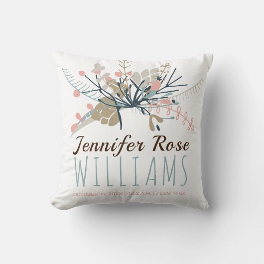 Baby Girl Keepomwille Foto Birth Stats Kussen (Voorkant)