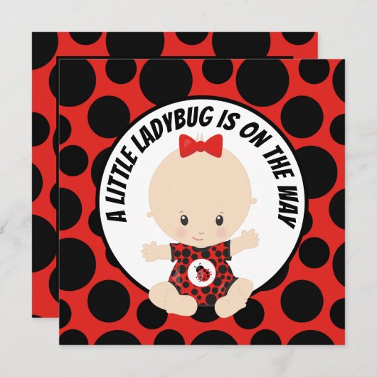 baby girl ladybug douche kaart (Voorkant / Achterkant)