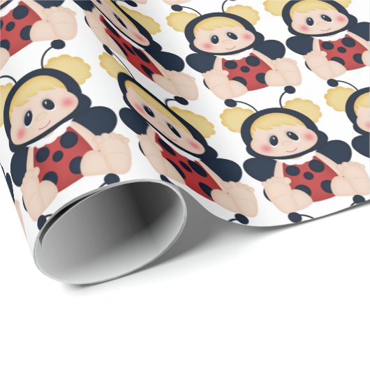 Baby Girl Ladybug inpakpapier (Rol Hoek)