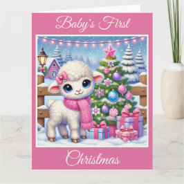Baby Girl Lamb's eerste kerst Kaart