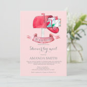 Baby Girl Lange Afstand Douche door Mail Uitnodigi Kaart (Staand voorkant)