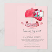 Baby Girl Lange Afstand Douche door Mail Uitnodigi Kaart (Voorkant / Achterkant)