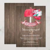 Baby Girl Lange Afstand Douche door Mail Uitnodigi Kaart (Voorkant / Achterkant)