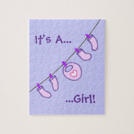 Baby Girl Laundry Het is een meisje! Gepersonalise Legpuzzel