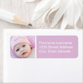 Baby Girl Lavender Photo Return Address Etiket (Insitu)