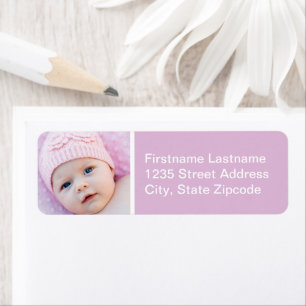 Baby Girl Lavender Photo Return Address Etiket
