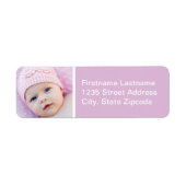 Baby Girl Lavender Photo Return Address Etiket (Voorkant)