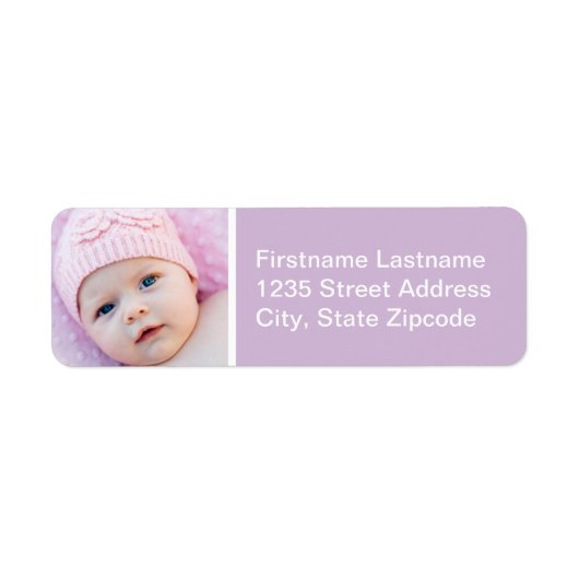 Baby Girl Lavender Photo Return Address Etiket (Voorkant)