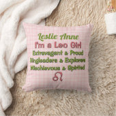 Baby Girl Leo Zodiac Pink Check met groene naam Kussen (Deken)