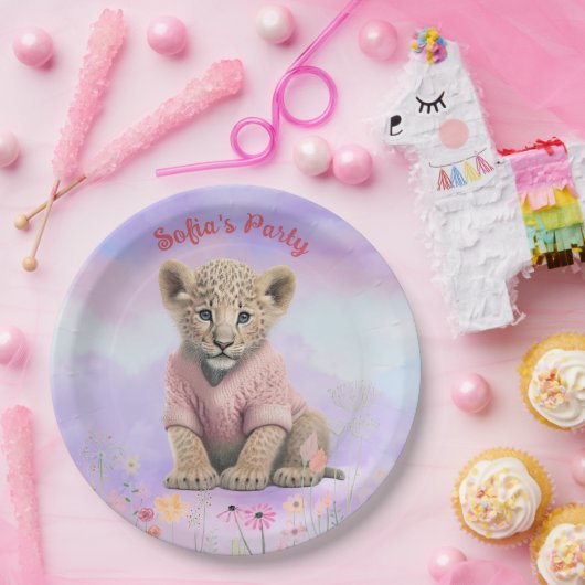 Baby Girl Leopard Party Paper Bord (Feest)