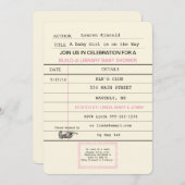 Baby Girl  Library Card Shower Kaart (Voorkant / Achterkant)
