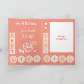 Baby Girl-liefde en kerkkoraal en perziken Kaart (Binnen)