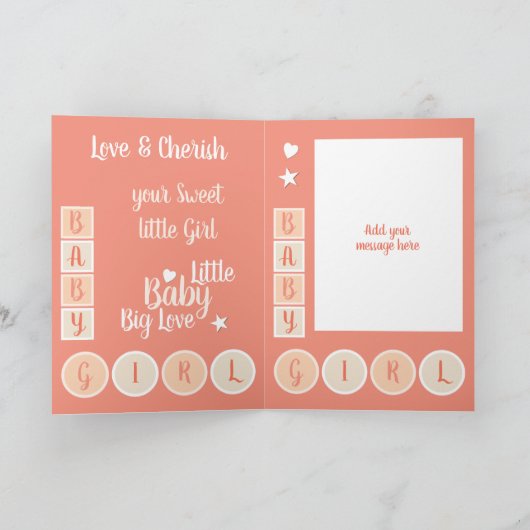 Baby Girl-liefde en kerkkoraal en perziken Kaart (Binnen)