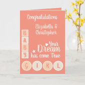 Baby Girl-liefde en kerkkoraal en perziken Kaart (Gele Bloem)