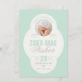 Baby Girl  Lijst geboorteaankondiging - Mint Aankondiging (Voorkant / Achterkant)