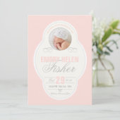 Baby Girl Lijst geboorteaankondiging - Roze Aankondiging (Staand voorkant)