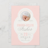 Baby Girl Lijst geboorteaankondiging - Roze Aankondiging (Voorkant / Achterkant)