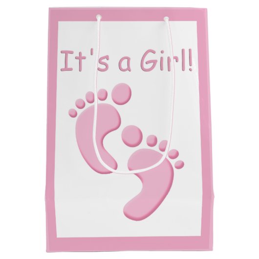 Baby Girl Little Feet Het is een meisje MGB Medium Cadeauzakje (Achterkant)