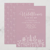 Baby Girl Little Wildflower Roze Baby shower Kaart (Voorkant / Achterkant)