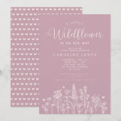 Baby Girl Little Wildflower Roze Baby shower Kaart (Voorkant / Achterkant)