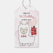 Baby Girl Llamas en Roze hart Cadeaulabel (Achterkant)