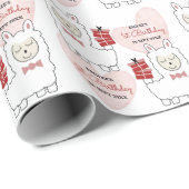 Baby Girl Llamas en Roze hart Cadeaupapier (Rol Hoek)