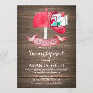 Baby Girl Long Distance Shower by Mail Invitation Kaart