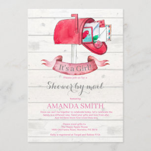 Baby Girl Long Distance Shower by Mail Invitation Kaart