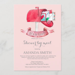Baby Girl Long Distance Shower by Mail Invitation Kaart