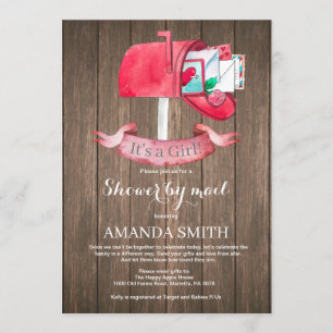 Baby Girl Long Distance Shower by Mail Invitation Kaart