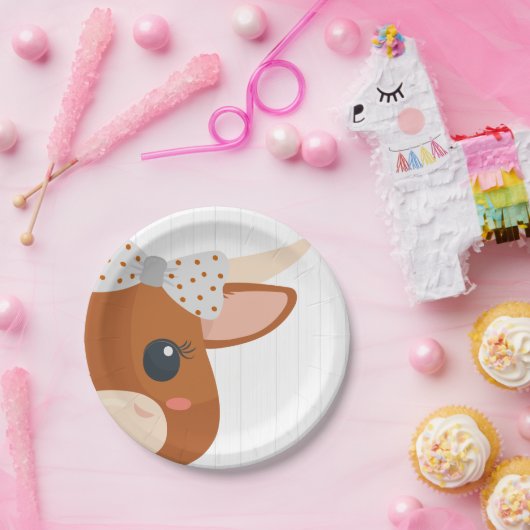 Baby Girl Longhorn verbrand Oranje Baby shower Papieren Bordje (Feest)