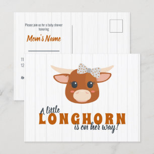 Baby Girl Longhorn verbrand Oranje Baby shower Uitnodiging Briefkaart