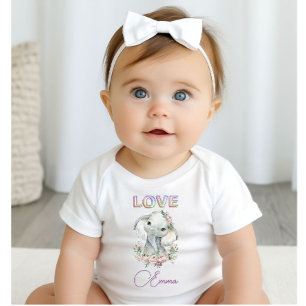 Baby Girl Love Name Elephant Cute Romper