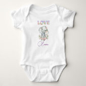 Baby Girl Love Name Elephant Cute Romper (Voorkant)