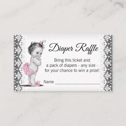  Baby Girl Luier Raffle Ticket Informatiekaartje (Voorkant)