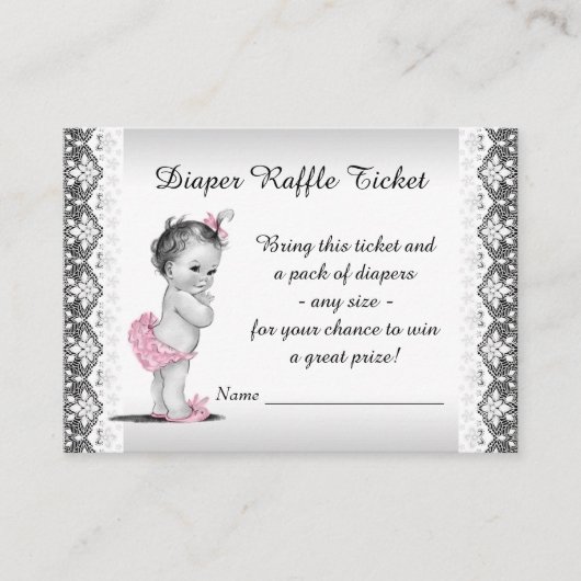  Baby Girl Luier Raffle Ticket Informatiekaartje (Voorkant)