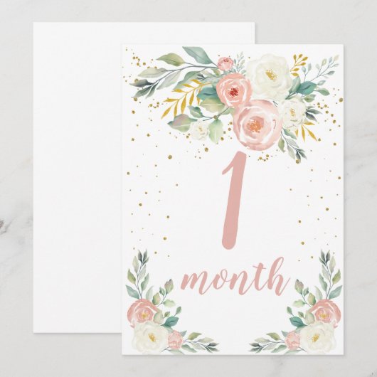 Baby Girl Maandelijkse mijlpaal Kaart (Voorkant / Achterkant)
