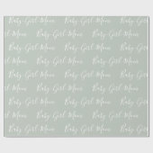 Baby Girl Mam Sage Green White Script Baby shower Cadeaupapier (Vlak)