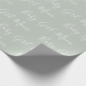 Baby Girl Mam Sage Green White Script Baby shower Cadeaupapier (Hoek)