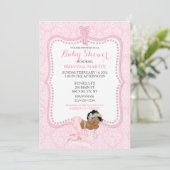 Baby Girl Mermaid Princess Crown Damask Kaart (Staand voorkant)